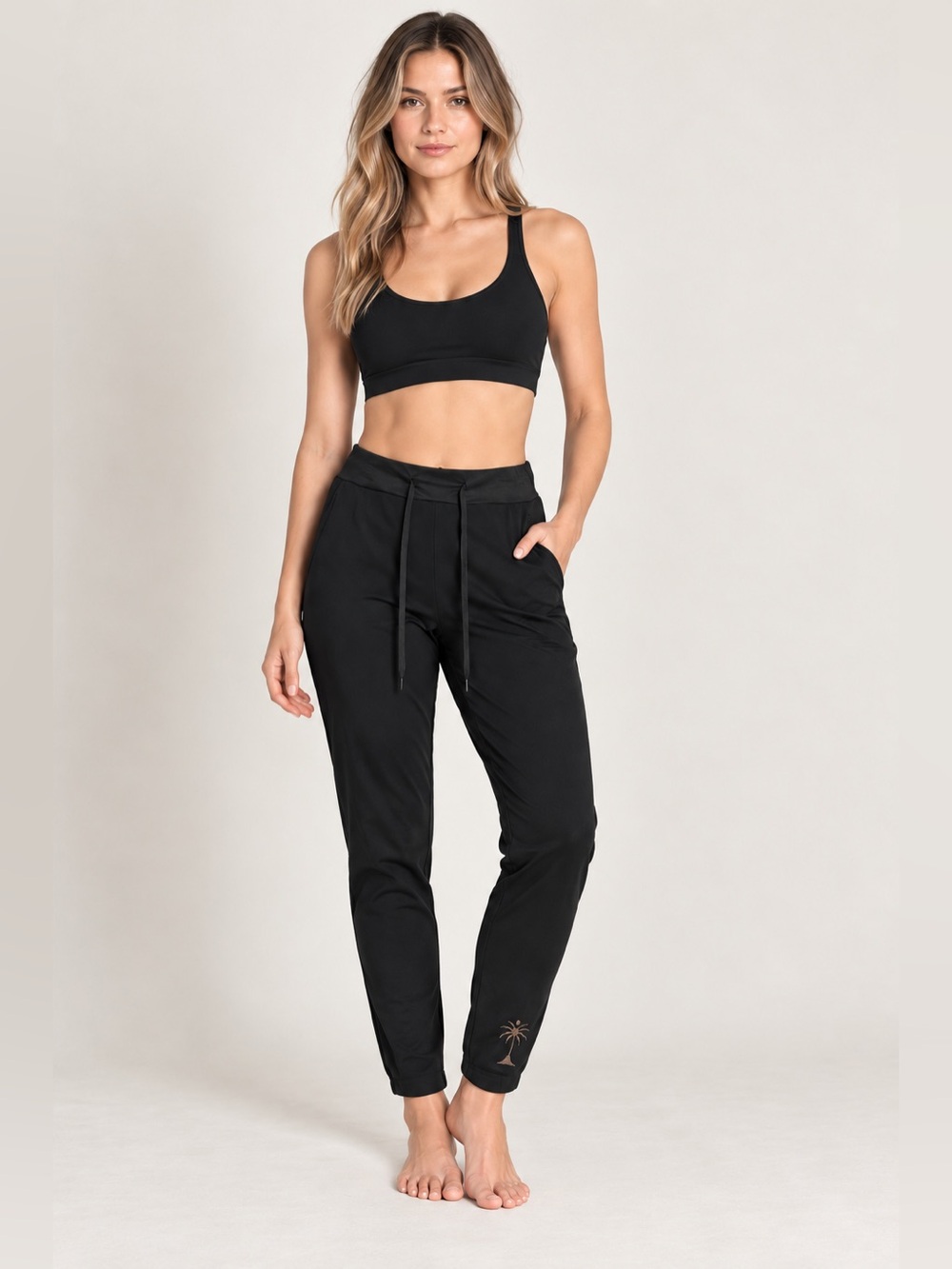 Lalouni Modest Swim Pants Black M L Sportswear Palm Tree Joggers Undershorts New